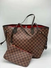 Женская сумка Louis Vuitton из канвы с шахматным рисунком чёрно-коричневая 40/31/19 см фото-1