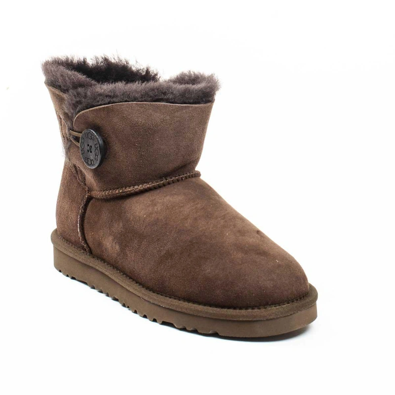 Угги женские ботинки UGG Mini Bailey Button Chocolate фото-3