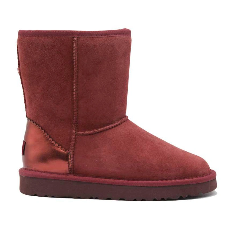 Угги женские ботинки UGG II Classic Short Metallic Seshell Bordo