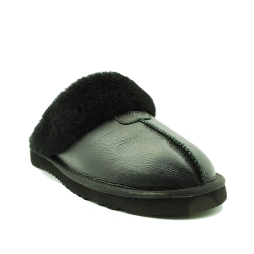 Угги мужские тапочки UGG Slippers Scufette Leather Black фото-2