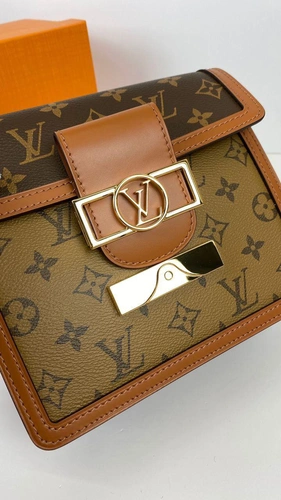 Женская сумка Louis Vuitton Dauphine mini премиум-люкс хаки фото-6