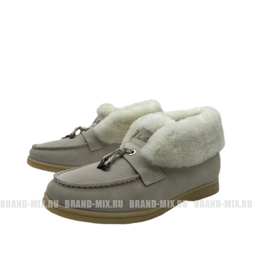 Зимние ботинки женские Loro Piana (Лоро Пиано) Suede Boots and Fur Bone фото-3