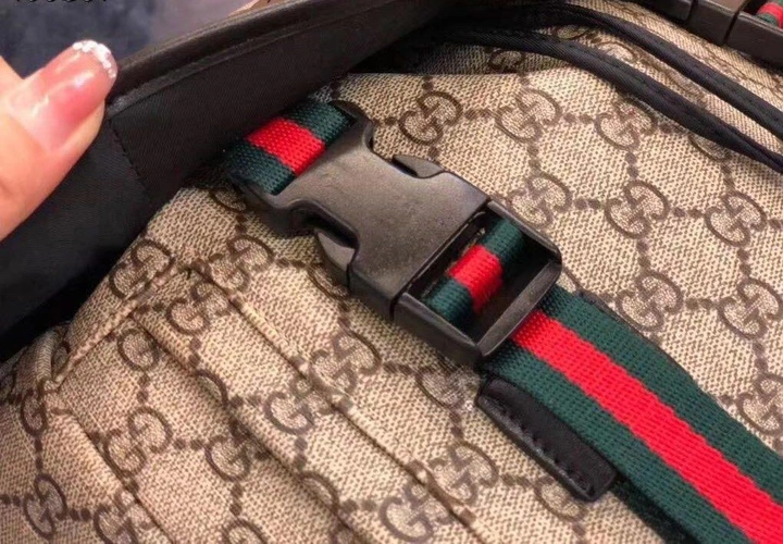 Рюкзак Gucci из канвы бежевый с рисунком-монограммой 43/32 см фото-4