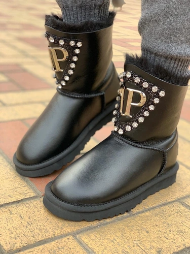 Угги женские UGG & Philipp Plein черные фото-3