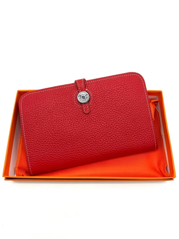 Кожаный кошелек Hermes 19/12 см A103085 красный