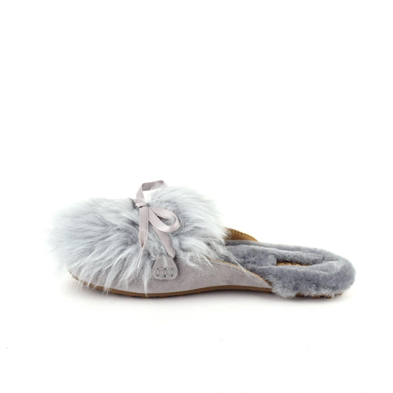 Угги тапочки женские UGG Slippers Fluff Shaine Grey фото-4