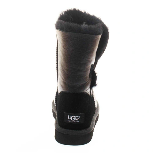 Угги женские ботинки UGG Bailey Button Metallic Black фото-3