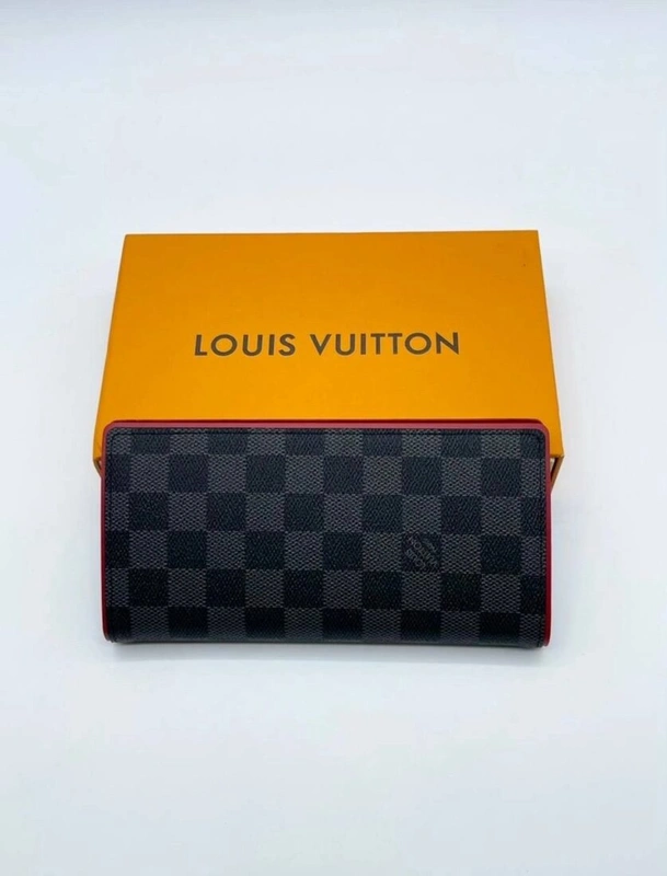 Бумажник Louis Vuitton Brazza A104055 серый / внутри красный 19:10 см