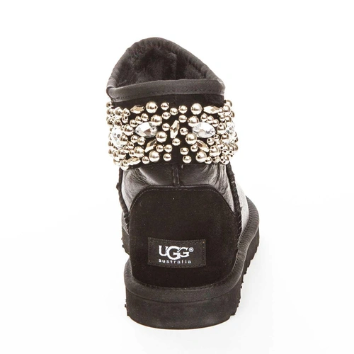 Угги женские ботинки UGG Jimmy Choo Crystals Metallic Black фото-3