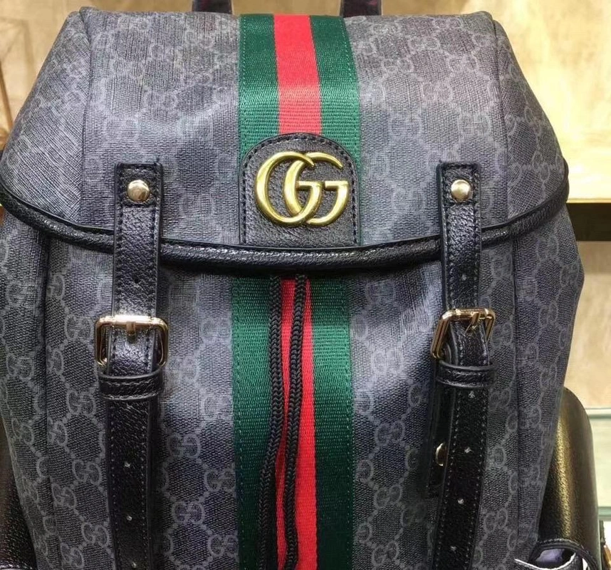 Рюкзак Gucci из канвы синий с рисунком-монограммой 45/35 см фото-4