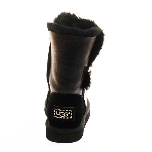 Угги женские ботинки UGG Bailey Button Bling Metallic Black фото-3