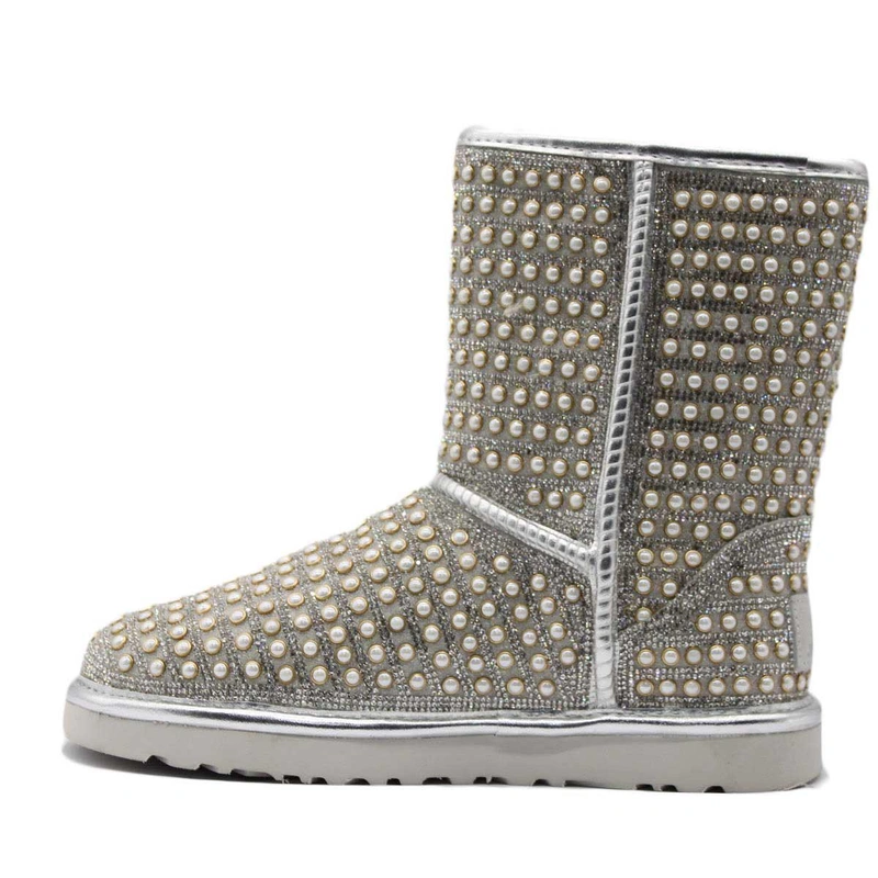 Угги женские ботинки UGG Swarovski Pearl White фото-3