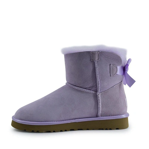 Угги женские мини UGG Mini Bailey Bow II Metallic Lavender фото-5