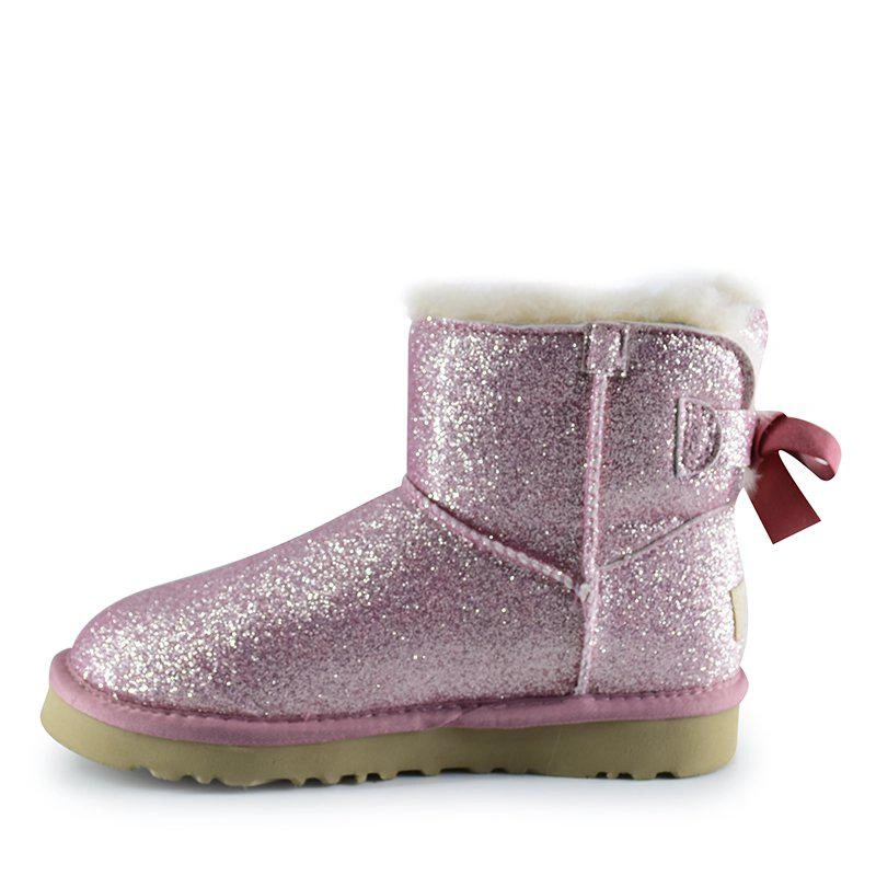 Угги женские с пайетками UGG Mini Bailey Bow Sparkle Fashion Pink фото-6