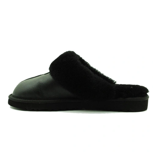 Угги мужские тапочки UGG Slippers Scufette Leather Black фото-4