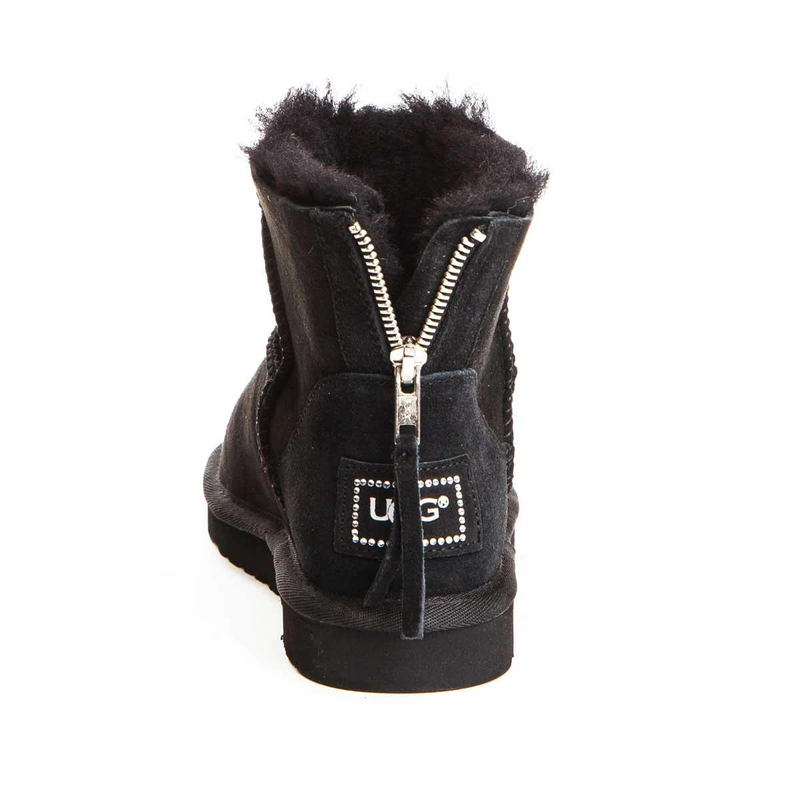 Угги женские ботинки UGG Mini Zip Black фото-3