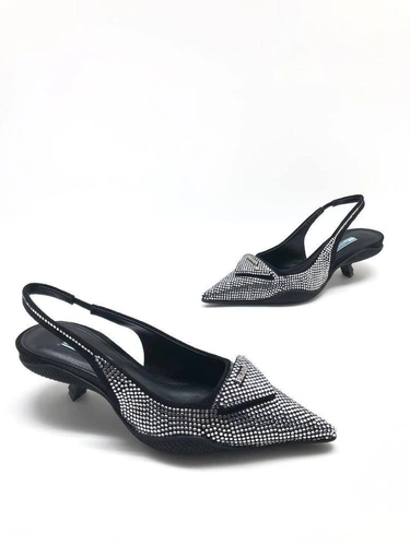 Туфли-лодочки Prada Soft Padded Leather Slingback Pumps Crystals