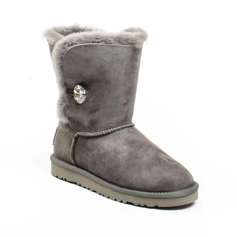 Угги женские ботинки UGG Bailey Button Bling Grey фото-3