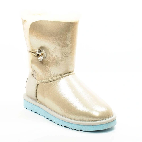 Угги детские ботинки UGG Bailey Button I Do Metallic White фото-3