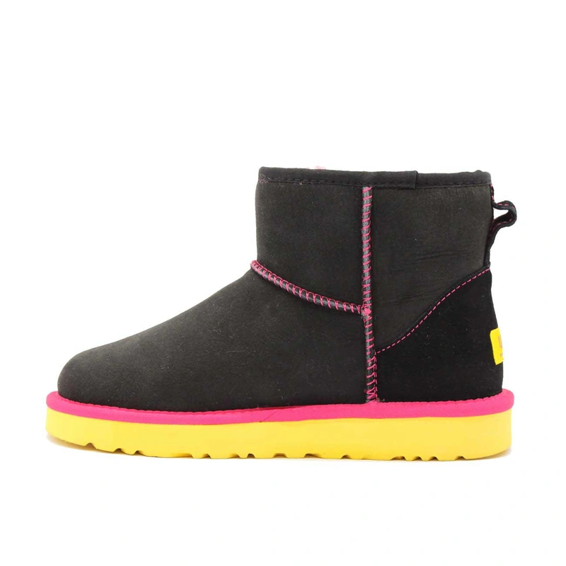 Угги женские ботинки UGG Mini Classic Black-Yellow фото-3