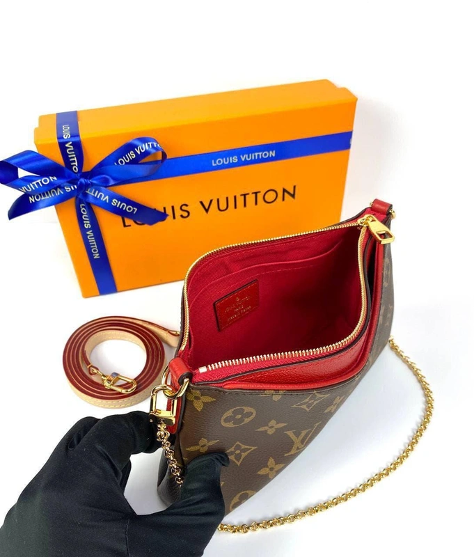 Женский клатч Louis Vuitton Pallas MNG Noir из канвы коричневый 22/13/5 см A85645 фото-5