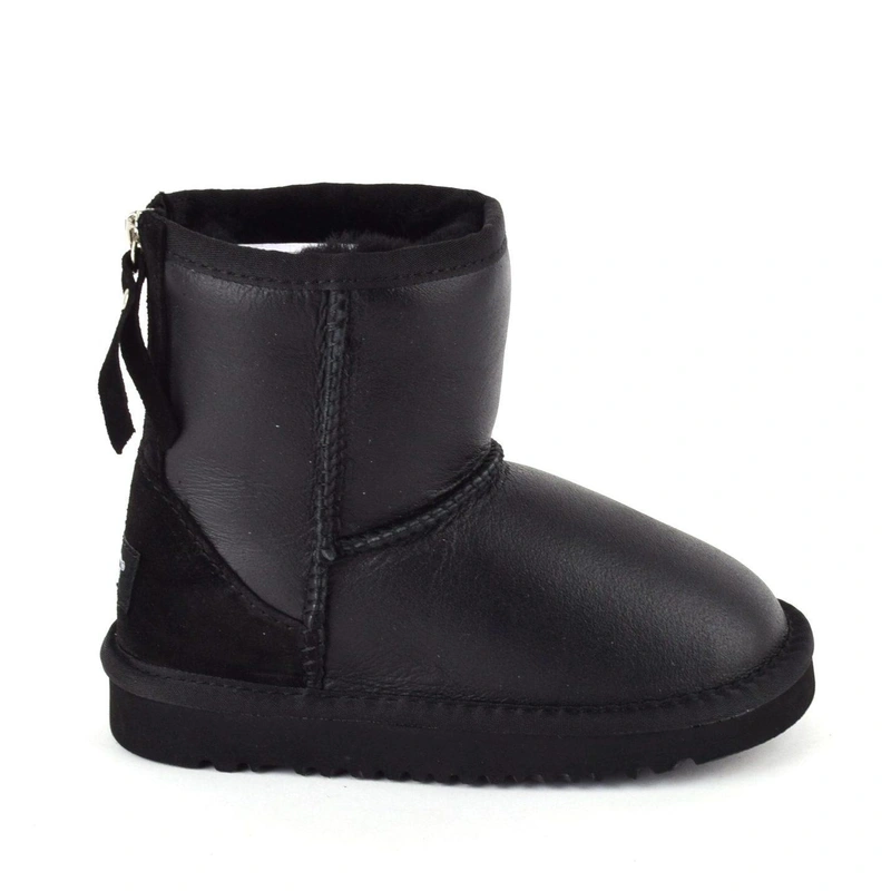 Угги детские UGG Kids Classic Short ZIP Black Metallic