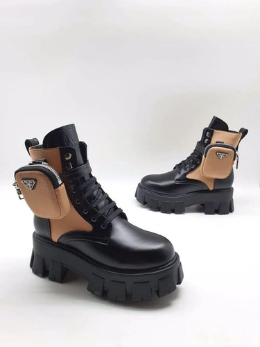 Ботинки женские Prada черно-бежевые A53257