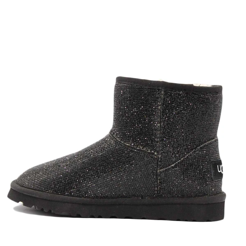 Угги женские ботинки UGG Mini Jimmy Choo Swarovski Black фото-3