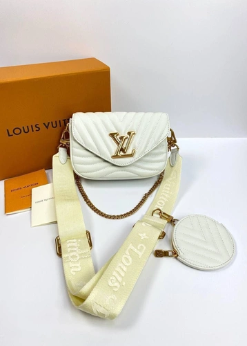 Клатч женский кожаный Louis Vuitton белый качество премиум-люкс 18/12/4 см фото-3