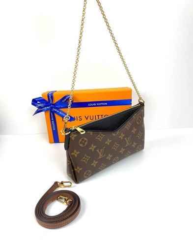 Женский клатч Louis Vuitton Pallas MNG Noir из канвы коричневый 22/13/5 см A85669 фото-8