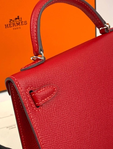 Женская кожаная красная сумка Hermes Kelly премиум-люкс ручная работа фото-4