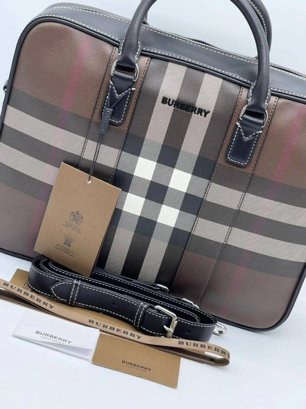 Портфель Burberry A104009 из канвы премиум 36:28:8 см коричневый фото-7