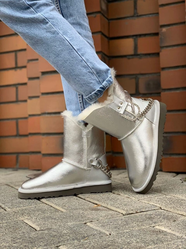 Угги женские сапоги Ugg Metallic серые фото-3