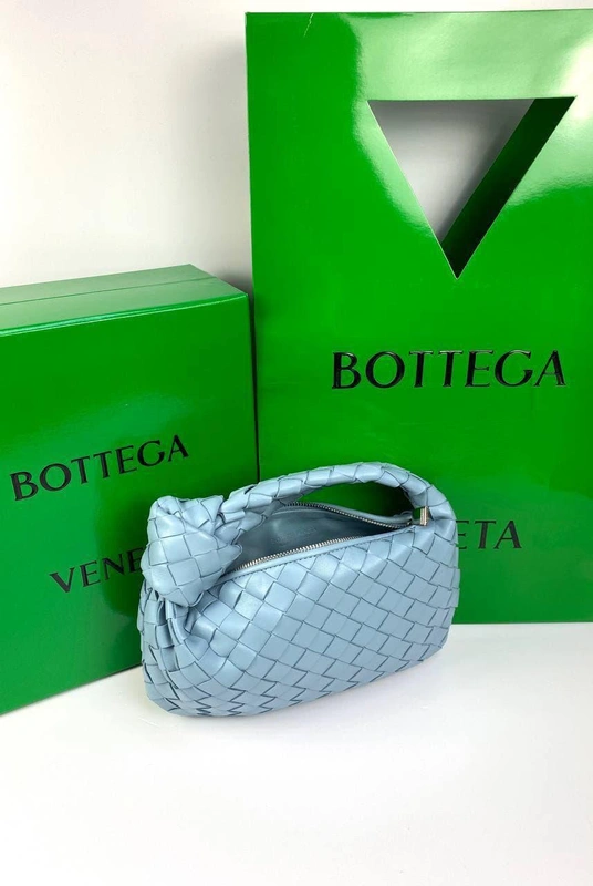 Женская кожаная сумка-тоут The Mini Jodie  Bottega Veneta голубая 24/14/5 см премиум-люкс качество фото-5