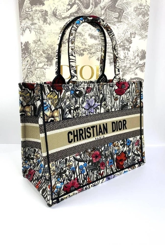 Женская сумка Dior Book Tote тканевая с рисунком 41/35/15 см качество премиум-люкс A86039