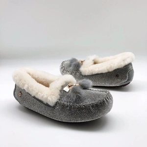 Мокасины женские UGG Dakota с мехом серые A58462 фото-