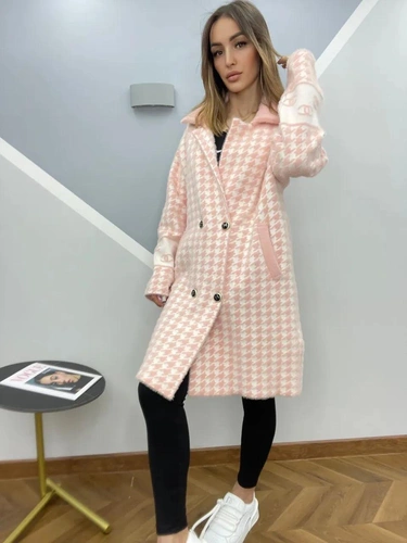Женское премиум-люкс пальто chanel белое/розовое A5874