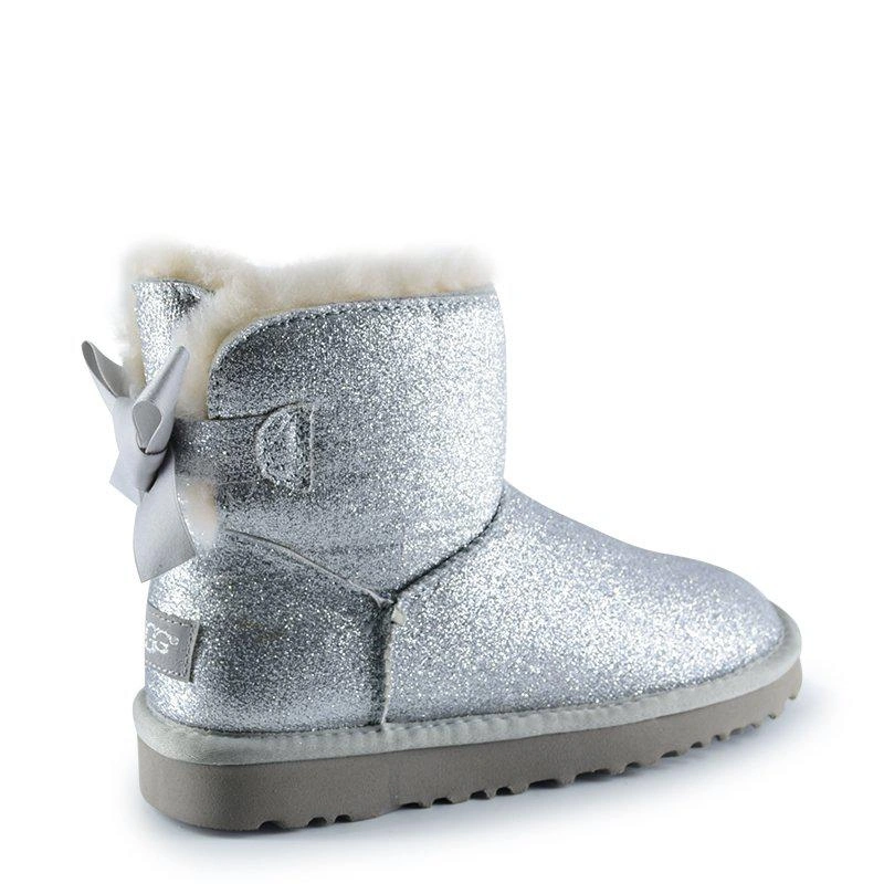 Угги женские с пайетками UGG Mini Bailey Bow Sparkle Fashion Silver фото-4