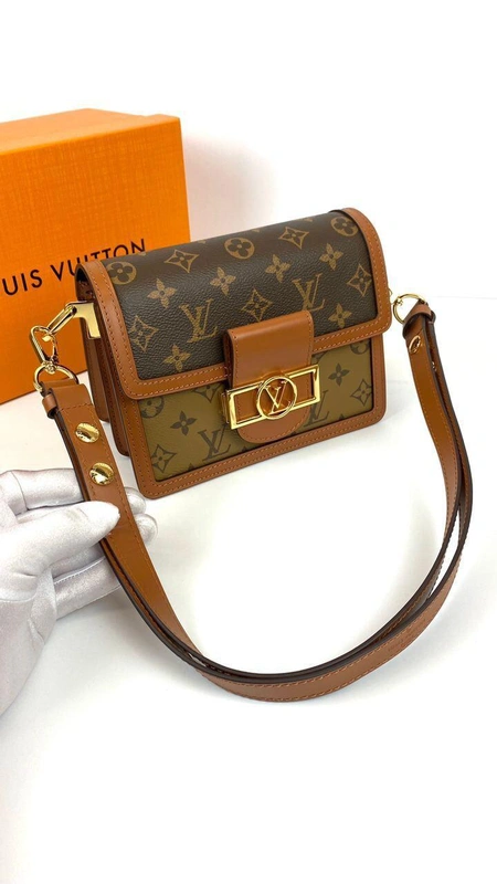 Женская сумка Louis Vuitton Dauphine mini премиум-люкс хаки фото-9