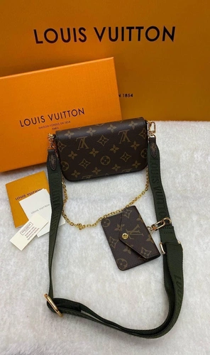 Женская сумочка Louis Vuitton Fеlicie Strap & Go премиум-люкс коричневая 17/10/4 см. фото-4