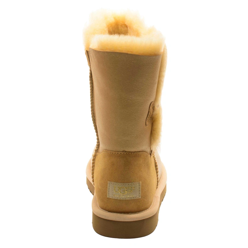 Угги женские ботинки UGG Bailey Button Metallic Soft Gold фото-3