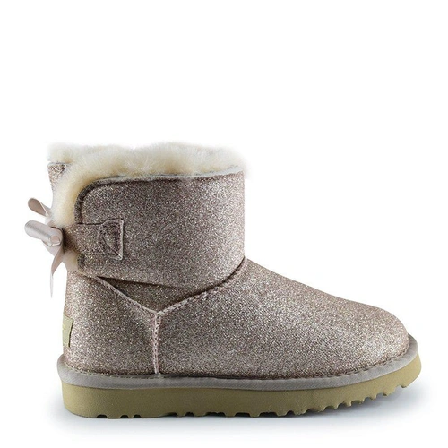 Угги женские с пайетками UGG Mini Bailey Bow Sparkle Fashion Gold