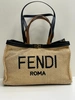 Женская тканевая сумка Fendi кремовая с перфорацией 42/28/13 см фото-1