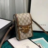 Женская сумка Gucci из канвы с коричневой окантовкой 18/12 см фото-1