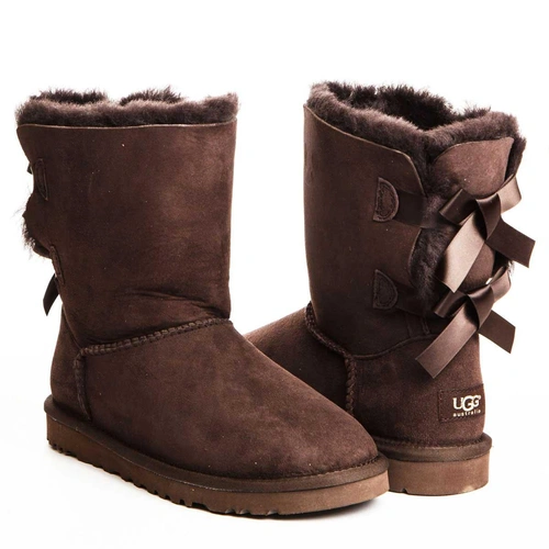 Угги женские ботинки UGG Bailey Bow Chocolate фото-3