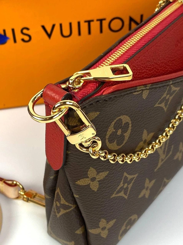 Женский клатч Louis Vuitton Pallas MNG Noir из канвы коричневый 22/13/5 см A85645 фото-4