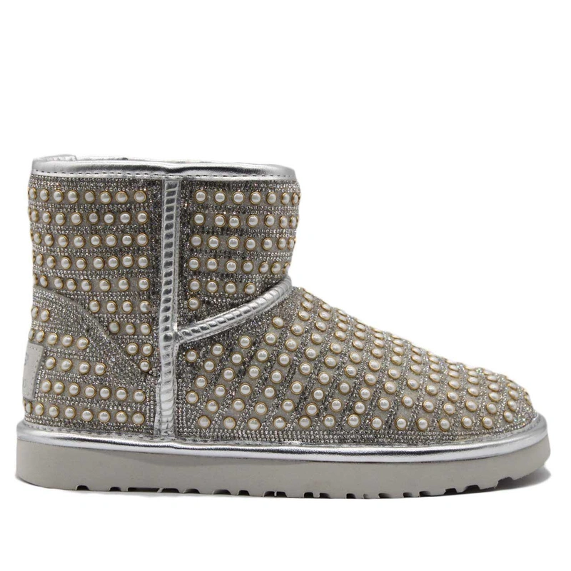 Угги женские ботинки UGG Mini Swarovski Pearl White