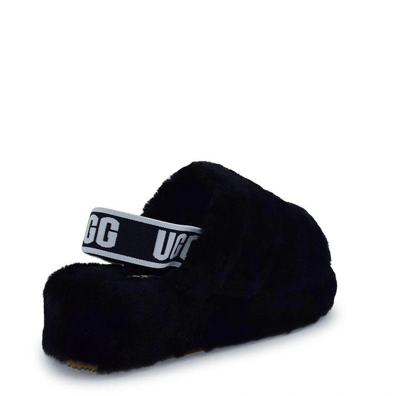 Угги тапочки женские UGG Women Slippers Fluff Yeah Slide Black фото-6