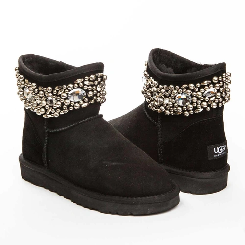 Угги женские ботинки UGG Jimmy Choo Crystals Black фото-4