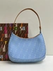 Женская тканевая сумка Fendi голубая с рисунком-монограммой 26/21 см фото-1
